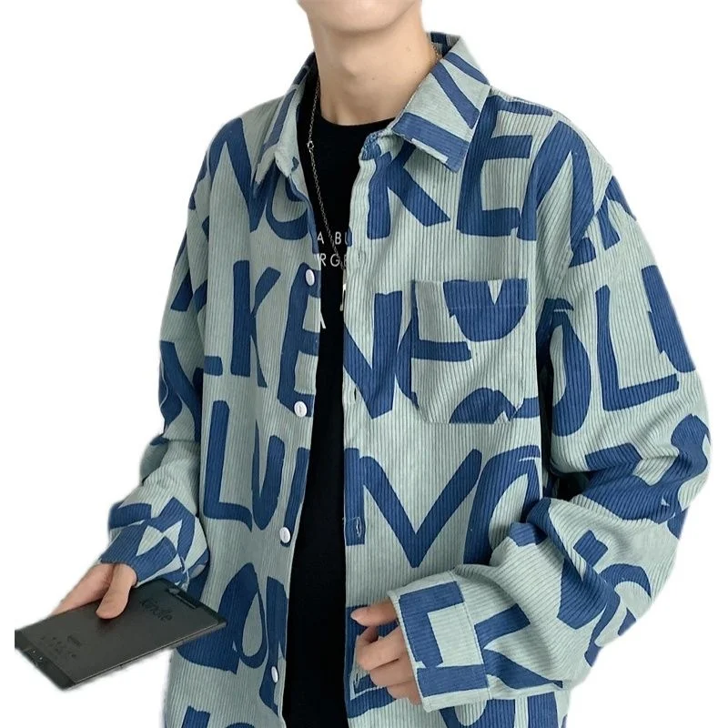 Мужская рубашка с длинным рукавом Privathinker Корейская Вельветовая Повседневная 2022