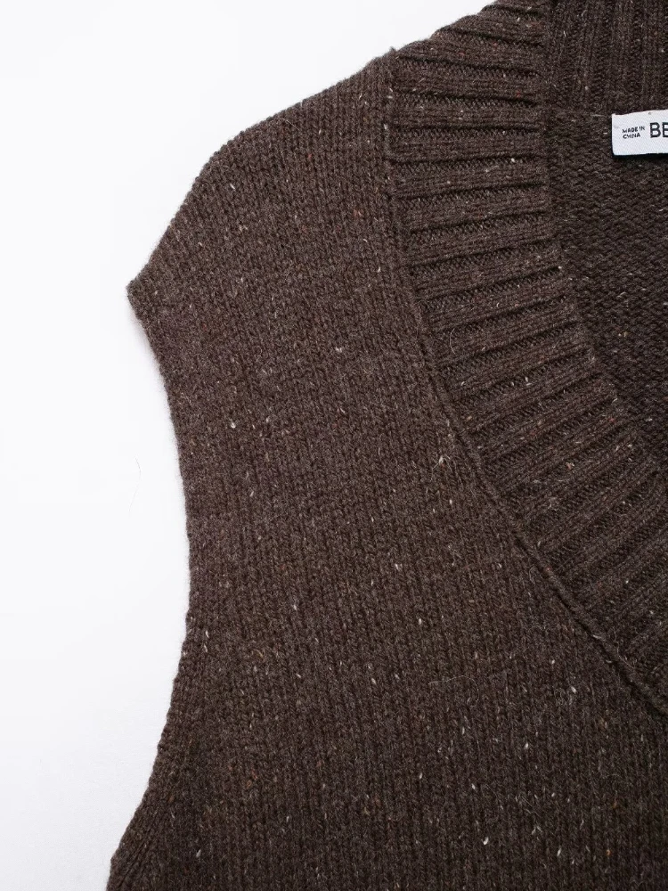 TRAFZA Вязаные прямые брюки Женские комплекты из 2 предметов 2024 Новая мода