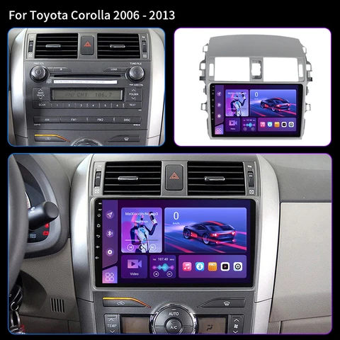Автомобильный радиоприемник Android 14 для Toyota Corolla E140 150 2007-2013, мультимедийный видеоплеер, GPS 2din, головное устройство Carplay, авто стерео BT 4G
