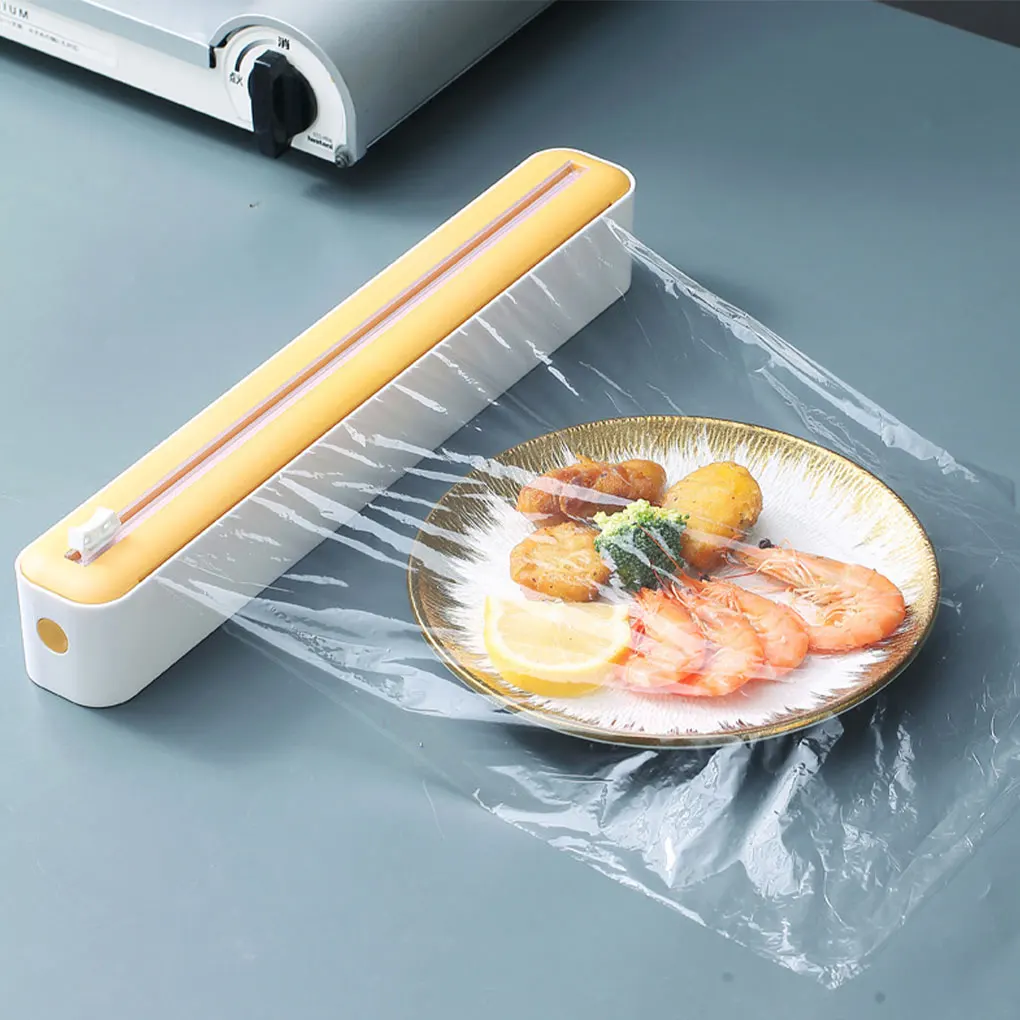 

Резак для пищевой пленки 2 в 1, диспенсер для обертывания продуктов, коробка для слайдера из алюминиевой фольги, пластиковый бытовой инструмент для резки оловянной бумаги для выпечки