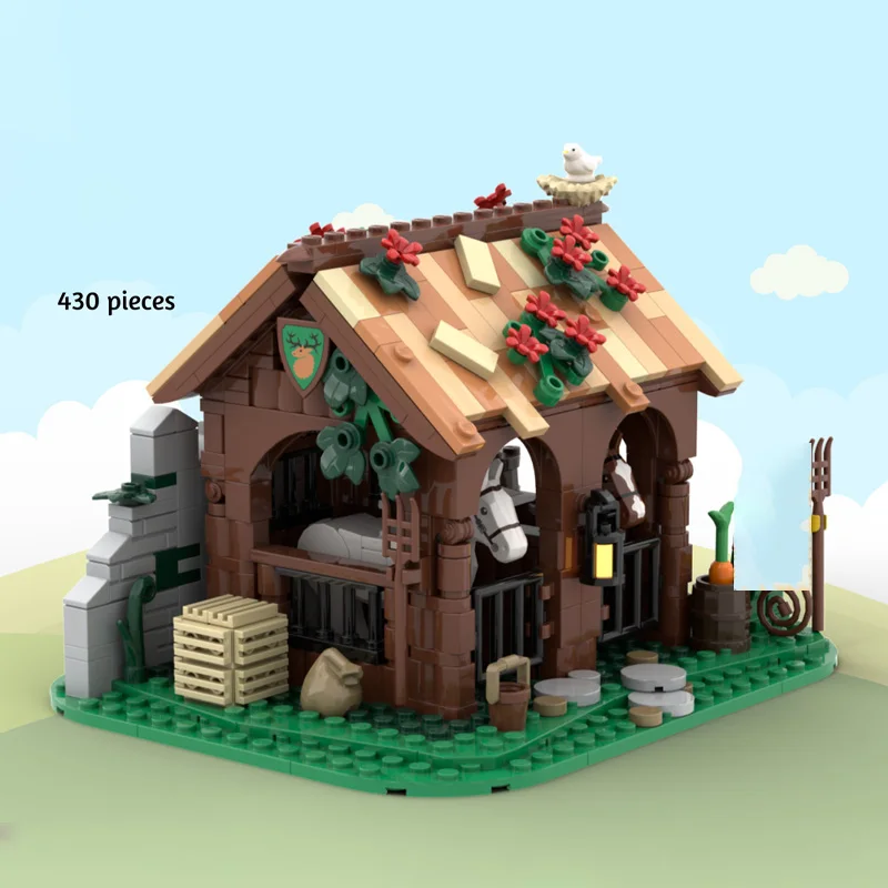 Фото Игрушка из строительных блоков MOC, устойчивая модель средневекового леса, 427 шт., креативная сборка, подарок на фестиваль игрушек №2