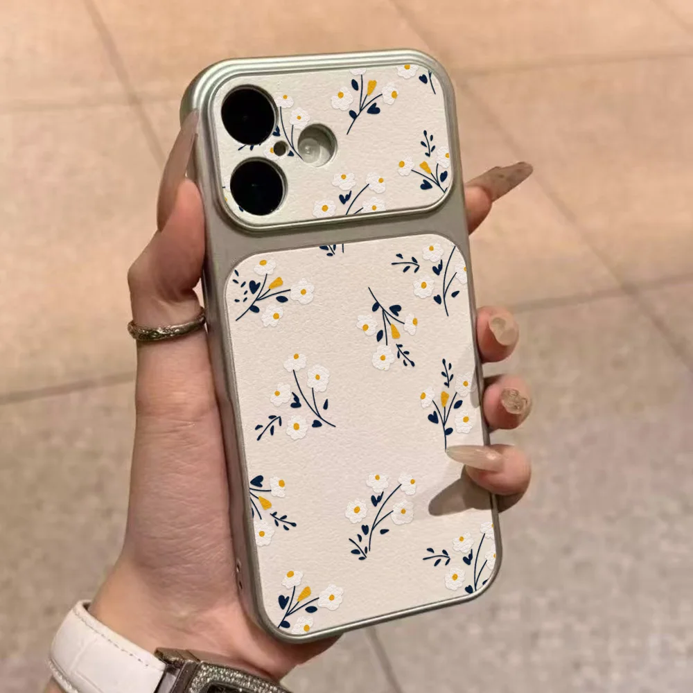 Фото Чехол для телефона с маленькими цветами для iPhone 17 16 Pro Max 15 14 13 11 12 Pro 17 Pro, матовый, противоударный, из мягкого силикона с текстурой кожи №4