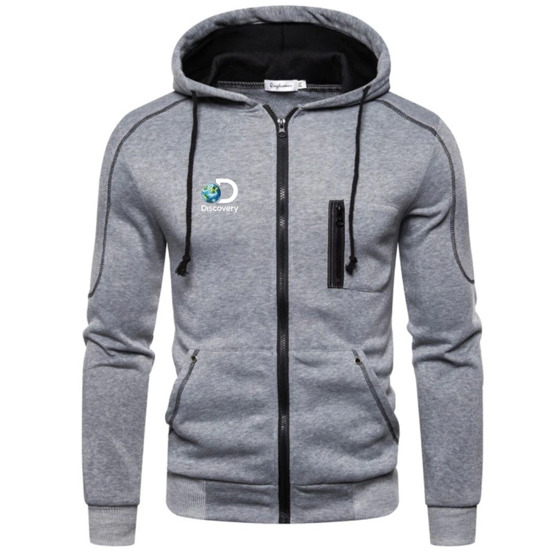 

New Autumn Winter Discovery Cotton Hoodied Mens Sweatshirts Solid Hoody Fleece Thick Hoodies Men Sportswear Zipper Sweatshirts