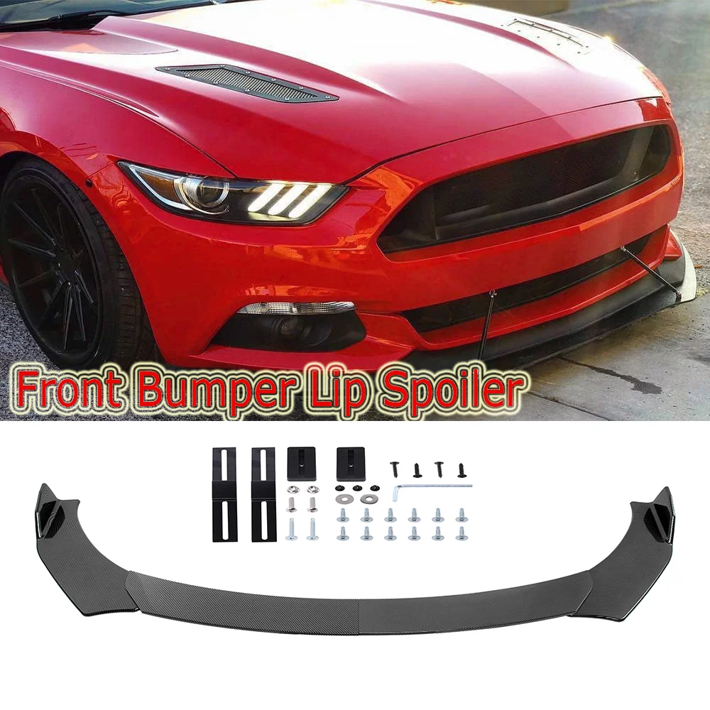 Front Bumper Lip Spoiler Chin Splitter Carbon Fiber For Ford Mustang 2000-2021 Protector Cover Guard Car Diffuser Accessories