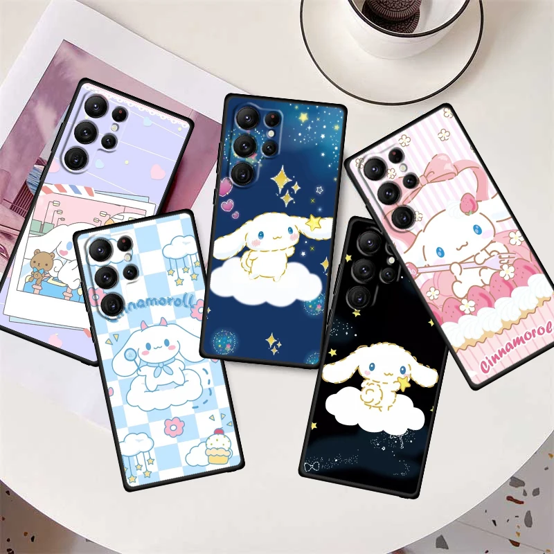 

Sanrio Cinnamoroll Cartoon Phone Case For Samsung Galaxy S23 S22 S21 S20 FE S10 S10E S9 Plus Ultra Pro Lite 5G Black TPU FUnda