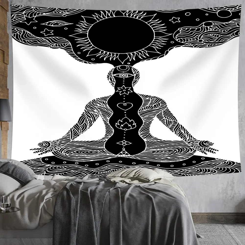 Индийский Будда медитация 7 Чакра гобелен настенный коврик Datura Коврик для йоги