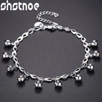 925 sterling silver smooth bead ball bell chain bracelet for women party engagement wedding birthday gift fashion charm jewelry