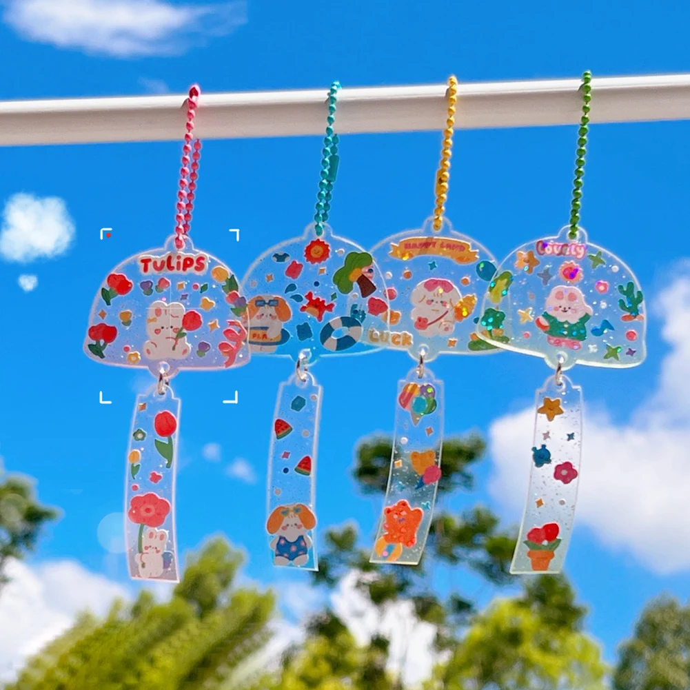 

1PCS Glittery Gradual Color DIY Own Key Chain Gucca Transparent Acrylic Mashroom Chasing Pendant School Stationery