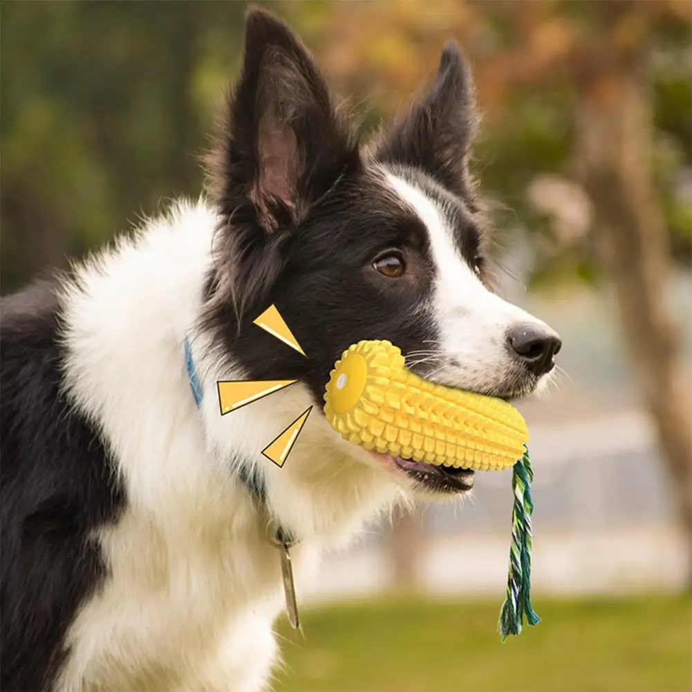 

Corn Toothbrush Chewing Dog Toys Puppy Squeaker Rubber Toothpick Dental Care Cleaning Interactive Games Accessories Pet Products