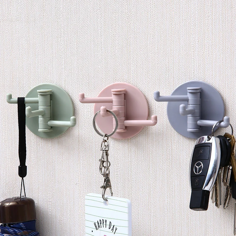 

Three Branch Rotatable Seamless Adhesive Hook Strong Bearing Stick Hook Kitchen Wall Hanger Bathroom Kitchen supplies Hooks