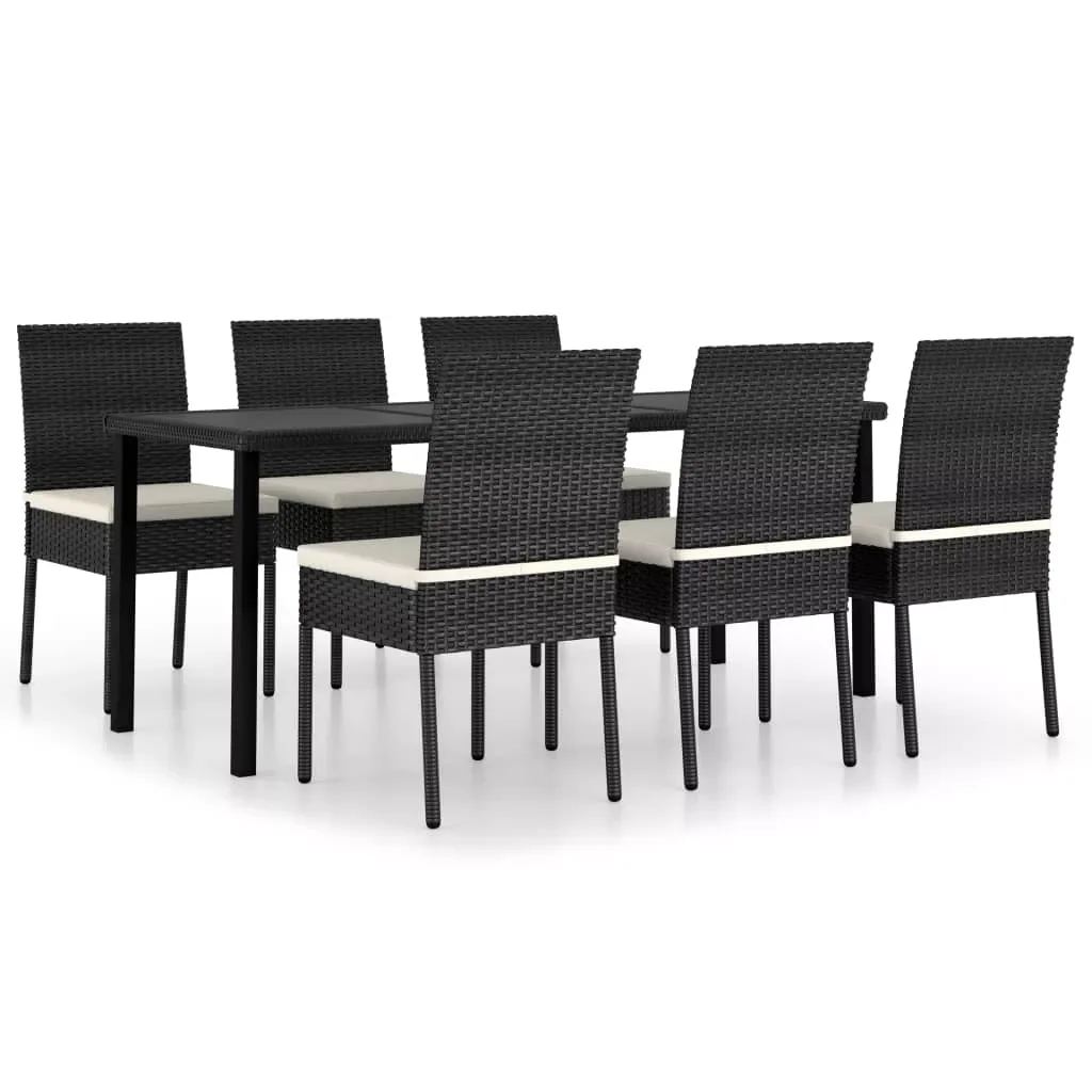

Black synthetic rattan 7-piece / 9-piece garden dining set