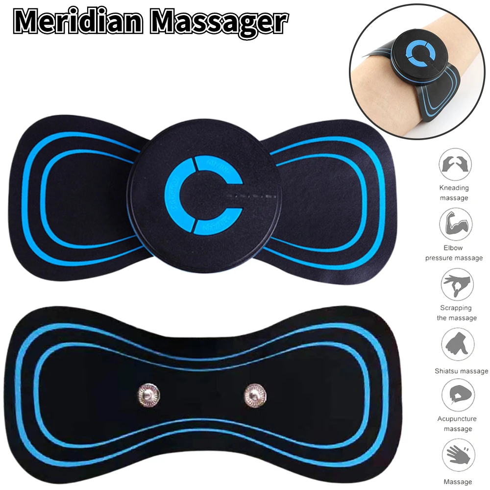 

Electronic Meridian Massager Convenient MIni Cervical Massage Stickers Intelligent Muscle Massage Patch Reusable Relax Body Pain
