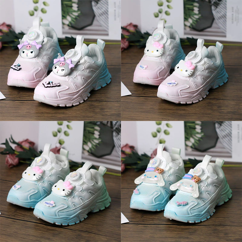 

Симпатичная кавайная Sanrioed Kuromi My Melody Hellokittys Cinnamoroll новая детская спортивная обувь мультяшная светящаяся обувь для девочек обувь для бега