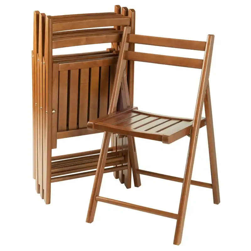 

4-PC Folding Chair Set, Teak, Multiple Finishes
