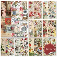 50pcs retro mixed material sticker pack diy scrapbook primer collage mobile diary album happy plan gift seal decoration