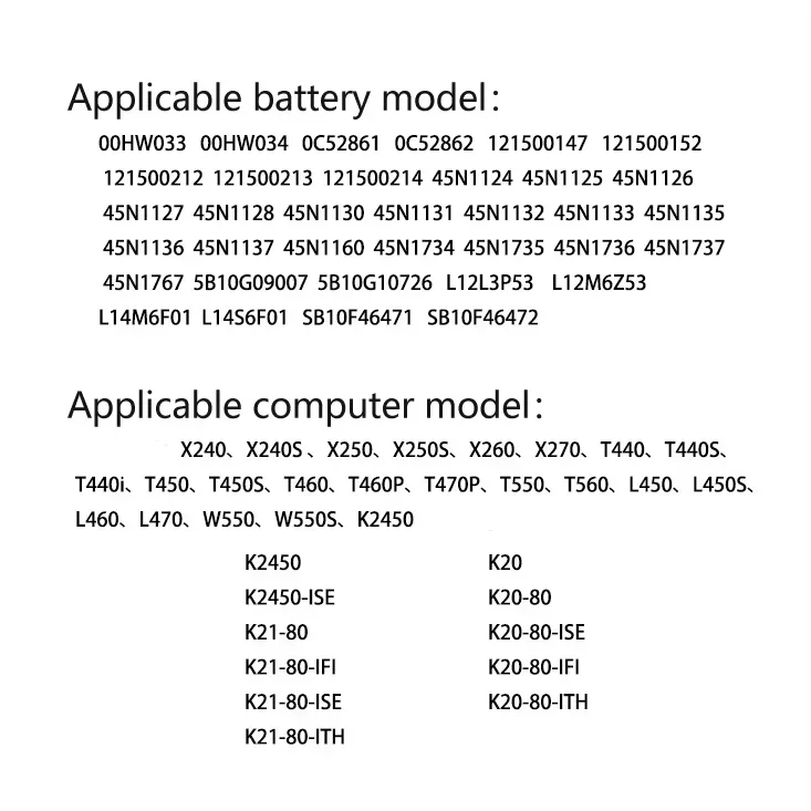 45N1112 45N1113 Сменный аккумулятор для Lenovo ThinkPad X240 X260 T440S X250 K2450 T450 T450S T470P T460P L450 X230S с инструментами (art.: 3920ced3bc065) - 3920ced3bc065