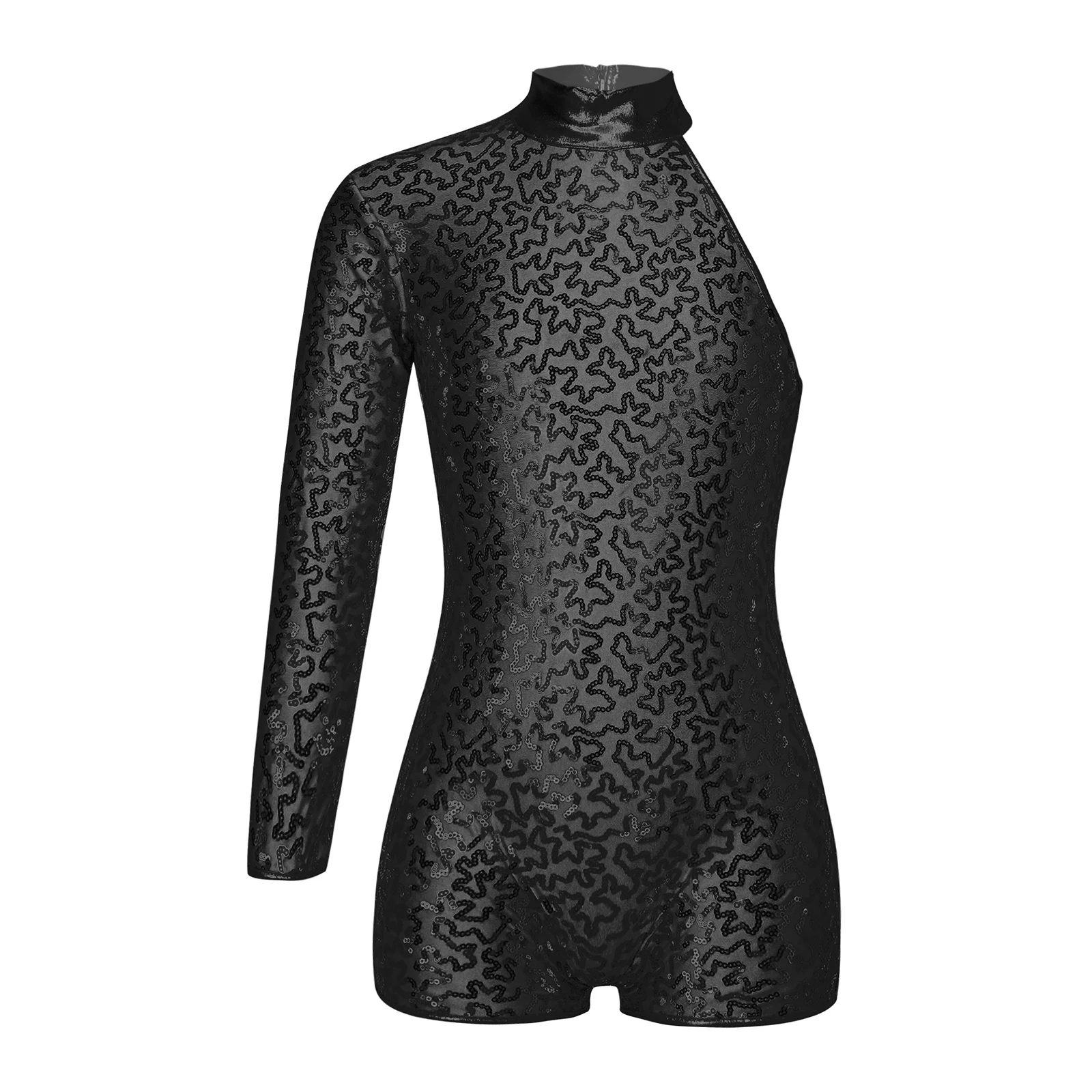 Женское балетное трико костюм для джазовых танцев блестящее боди на молнии с