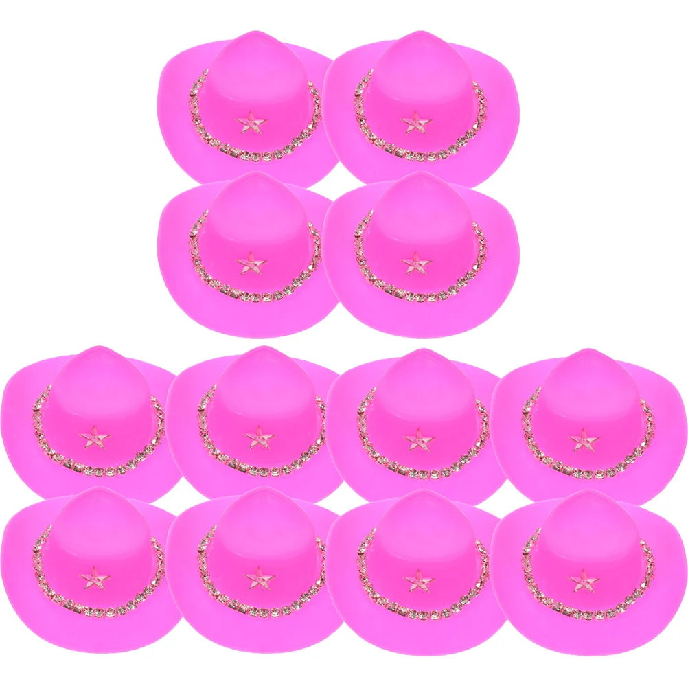 

12 Pcs Cowboy Hat Mini Hats Dolls Accessories Plastic Miniature Decorative Tiny Crafts Prop