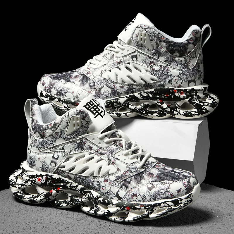 

Men High Top Lace-up Sneakers Fashion Graffiti Camouflage Basketball Shoes for Men Coach Jogging Walking Shoes Zapatillas Hombre