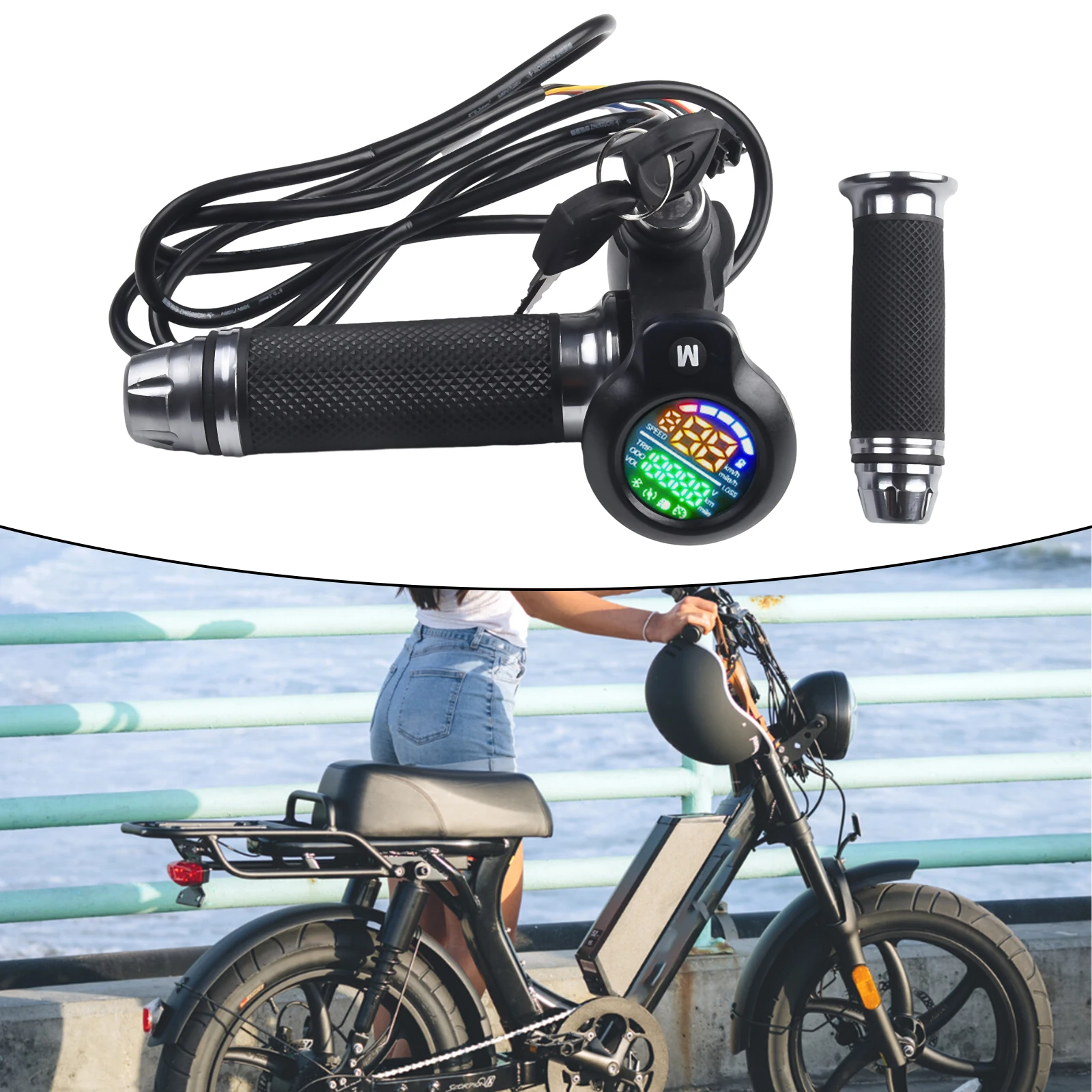 

1 PAIR Electric Bicycle Handlebar With Color LCD Display Automatic Identification Voltage 36/48/60/72V Electric Bike Accessories