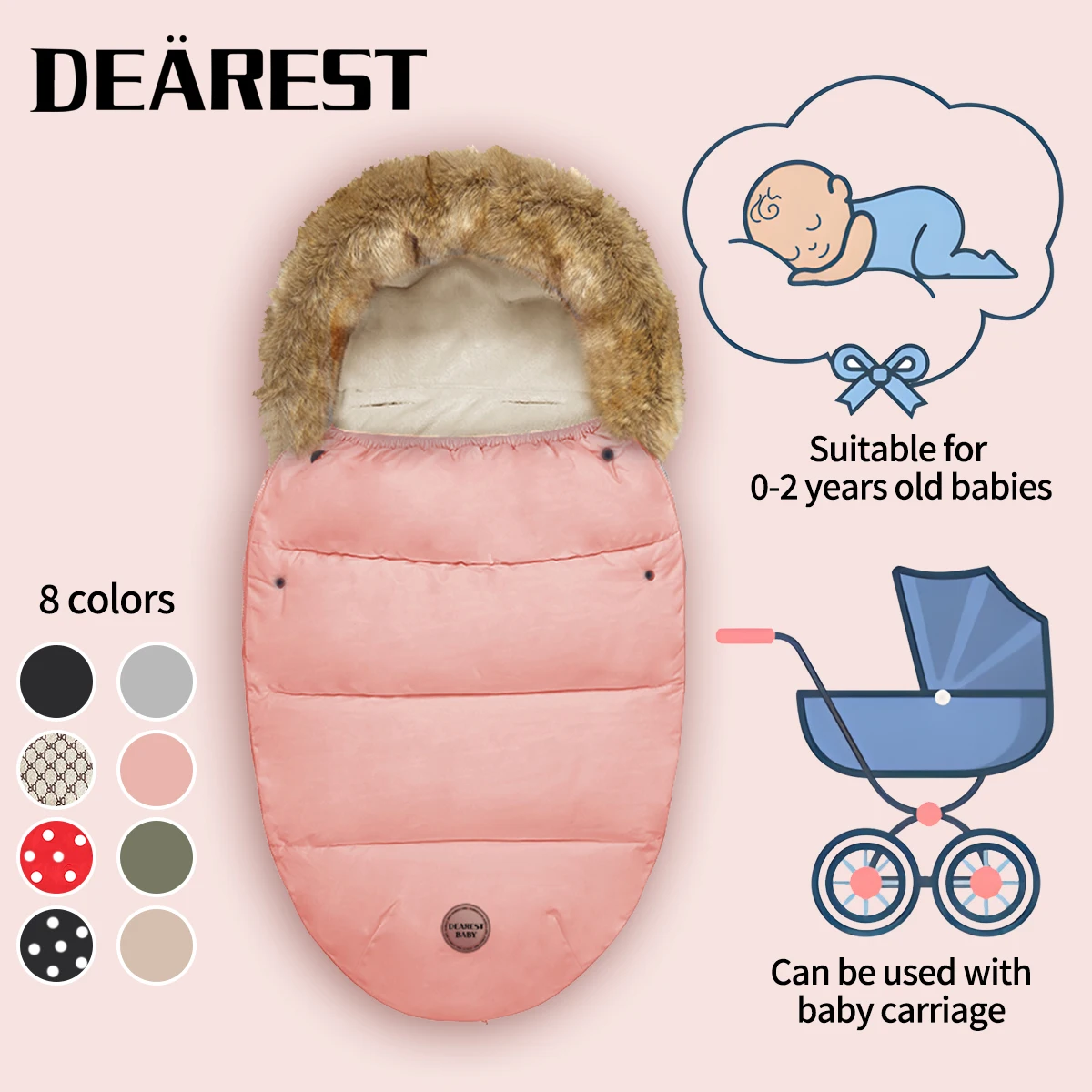 

Dearest Winter Baby Bed Sleeping Bag Outdoor Stroller Sleeping Bag Warm Baby Sleepsack Envelope For Newborn Sleep Sacks 24Months