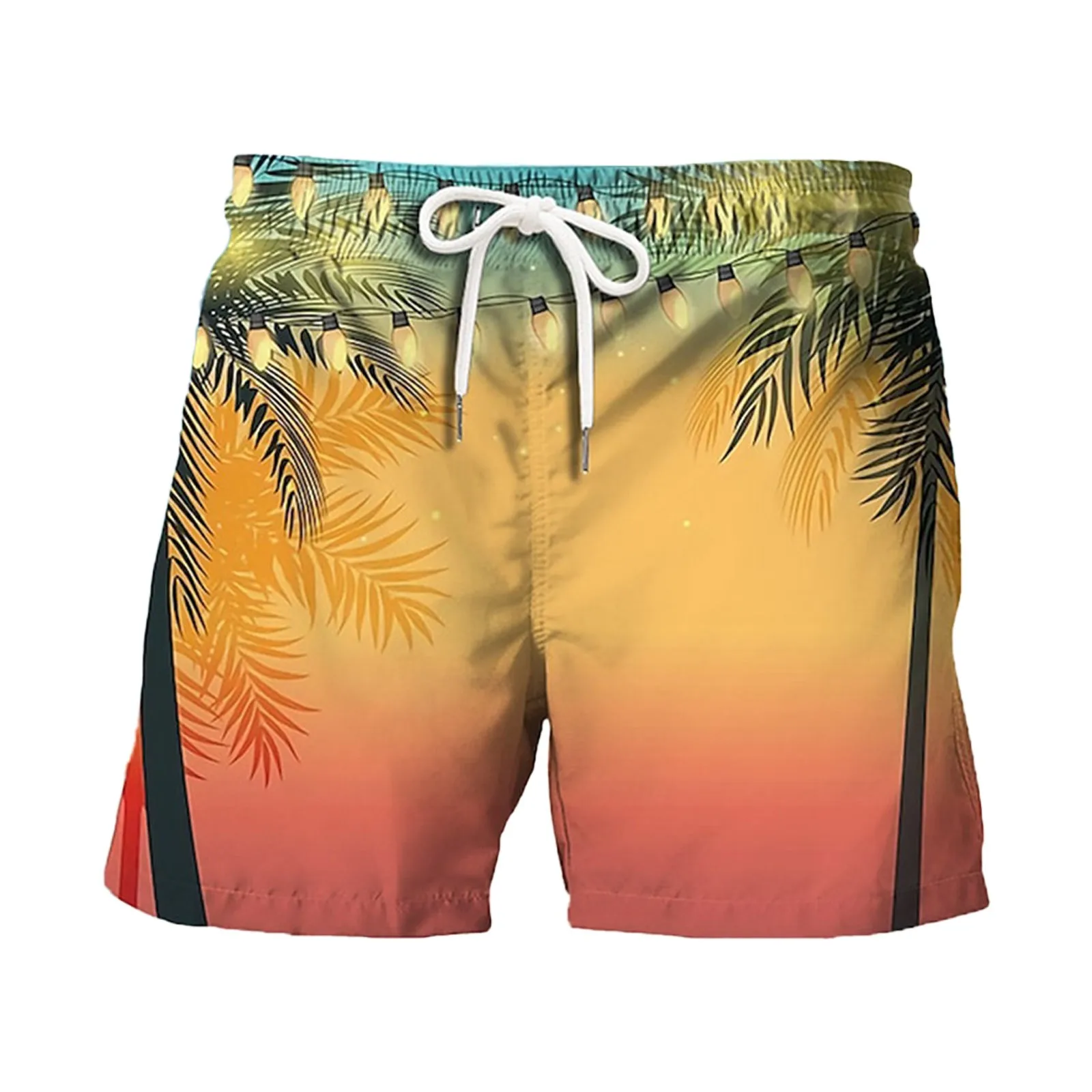 

Mens Swim Trunks Pocket Men's Spring And Summer Casual Shorts Printed Panel Sports Beach Pants Board Shorts with Brief Liner