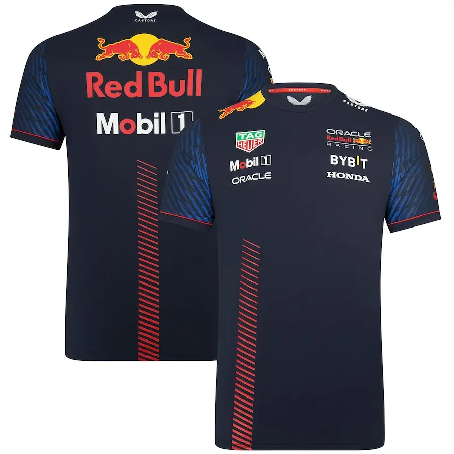 

2023 New Popular F1 Team Red Racing Suit Bull Versace Supersales Round Neck Sports Casual 3D Printed T-shirt Large Size Top