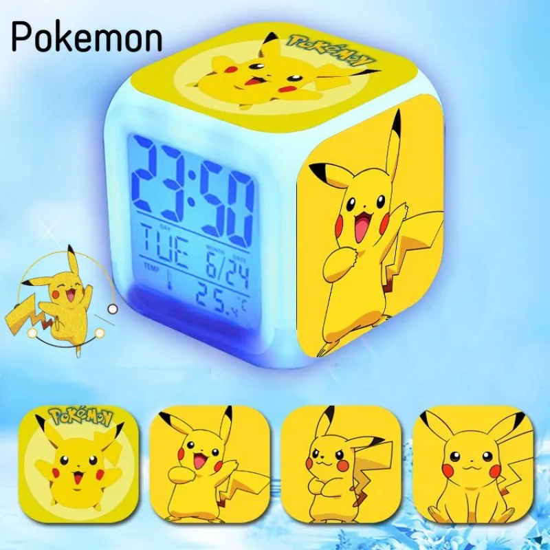 

Cartoon Pikachu Anime Peripheral Luminous Alarm Clock Student Get Up Alarm Clock Pokemon Home Creative Clock Children Gift Toys