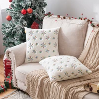 christmas colorful snowflake plush pillowcase 2022 new christmas embroidered cushion cover 4545 pillows decor home for sofa