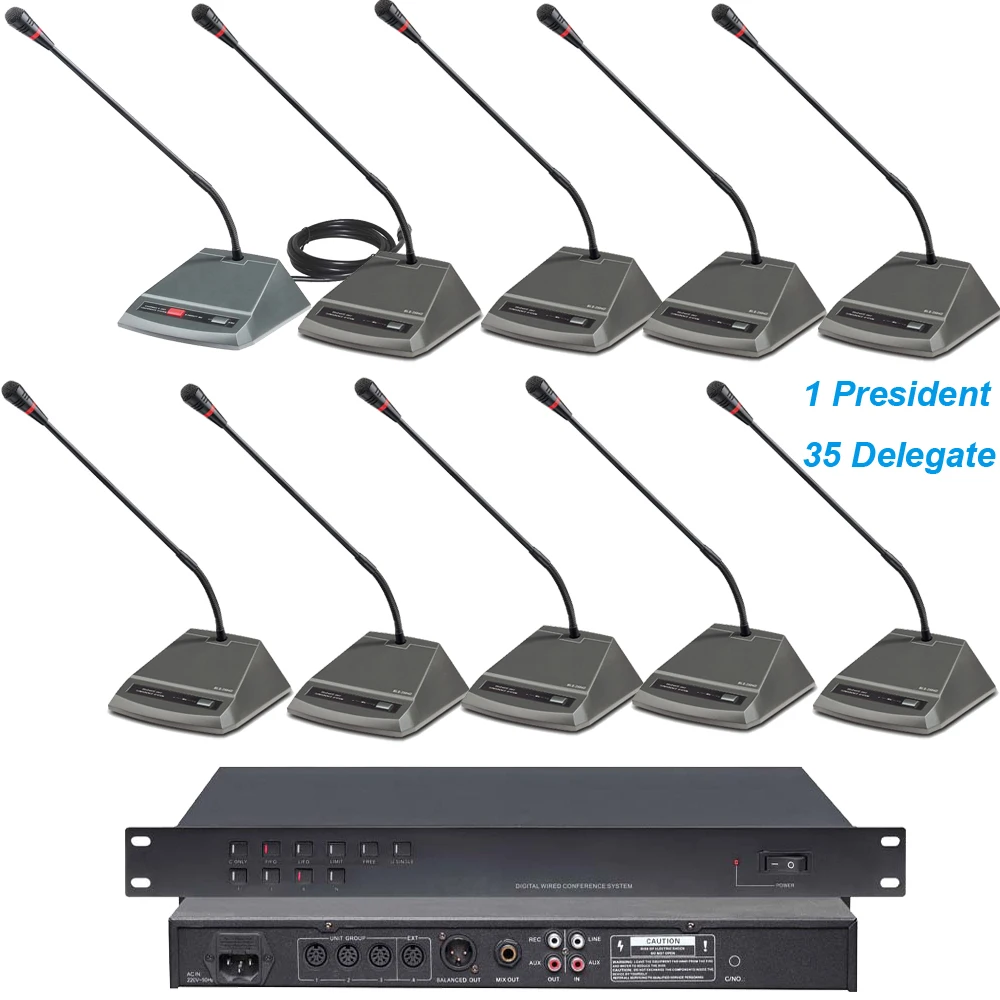 Origin MiCWL 36 Desktop Gooseneck Microphone Conference Wired System 1 President 35 Delegate Unit Table Mic