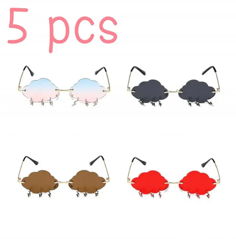 

5pcs New Colorful Cloud Sunglasses Personality Funny Glasses Party Festival Irregular Rimless Glasses Punk Decorated Sunglasses