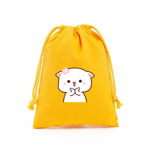 Подарочная сумка «персик и Гома», фланелевый мешок на шнурке с милым принтом кота для хранения игр, Детская Праздничная Аниме Сумка для подарка