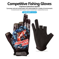 1pair outdoor sports gloves fishing gloves mens hand sunscreen gloves fishing clothing three finger semi breathable gloves