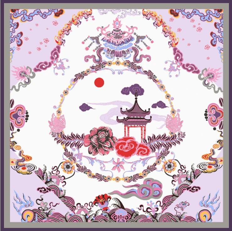 

2022 новый квадратный шарф из шелка тутового шелкопряда в китайском стиле