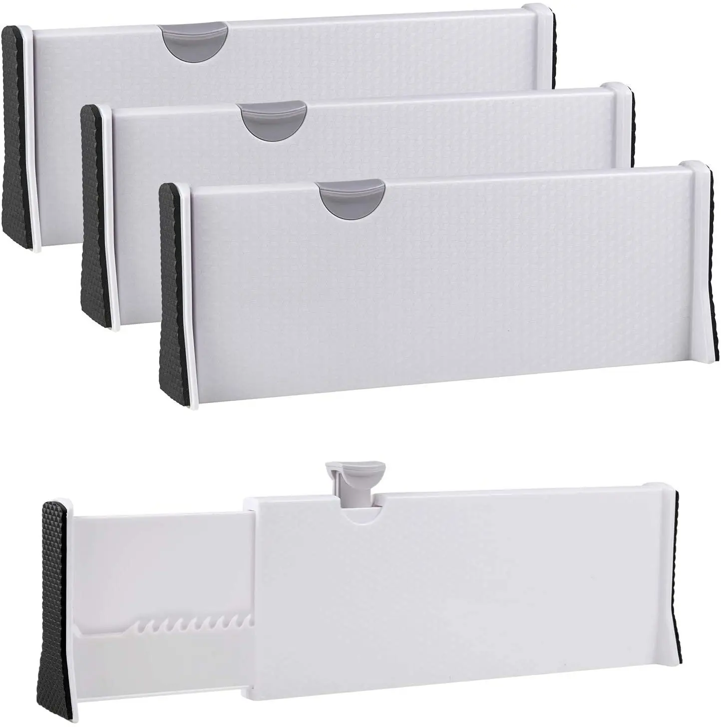 

1Pack Drawer Dividers 3.9 Inch High Expandable Dresser Drawer Organizers Anti-Scratch Foam Edges Adjustable Drawer Organization