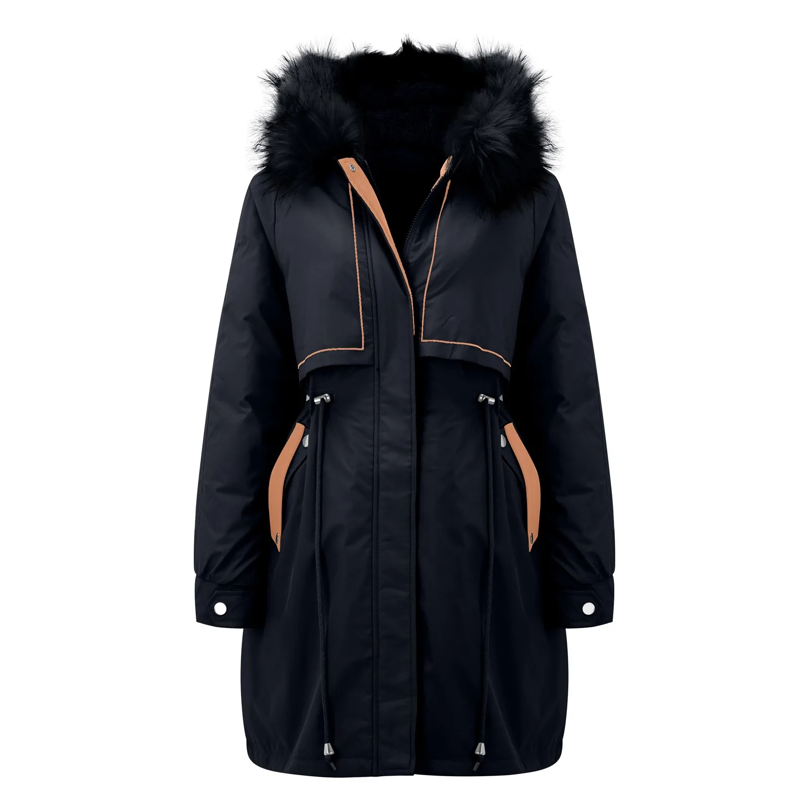 Vintage Women Winter Parka Coat 2022 Hooded Lapel Collar Long Sleeve Jacket Thicken Coat Jacket Warm Thick Padded Outerwear