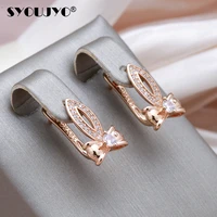 syoujyo shiny natural zircon bow knot earrings for women 585 rose gold top quality party jewelry luxury korea fashion earrings