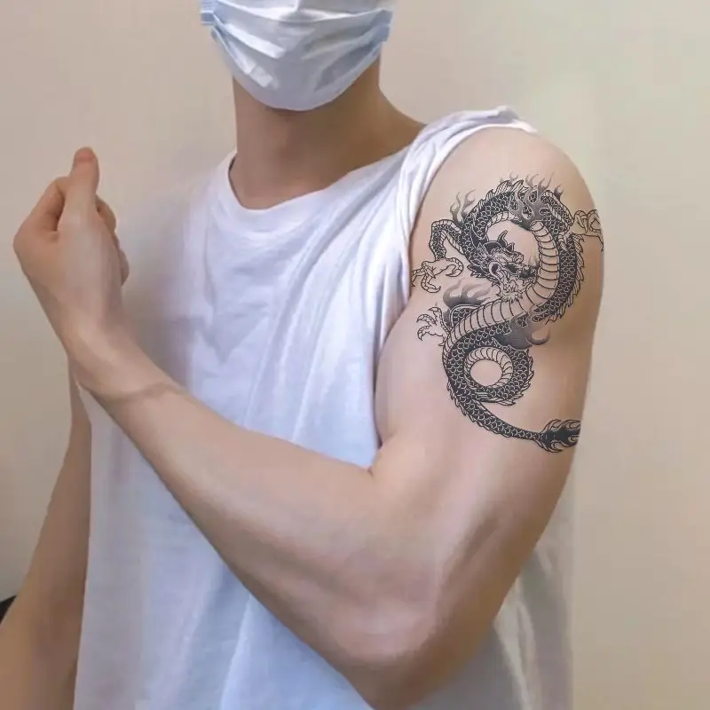 

Waterproof Temporary Tattoos Man Arm Lasting Herbal Tattoo Stickers Art Cheap Goods Dragon Tatto Festival Fake Tatoo Sticker