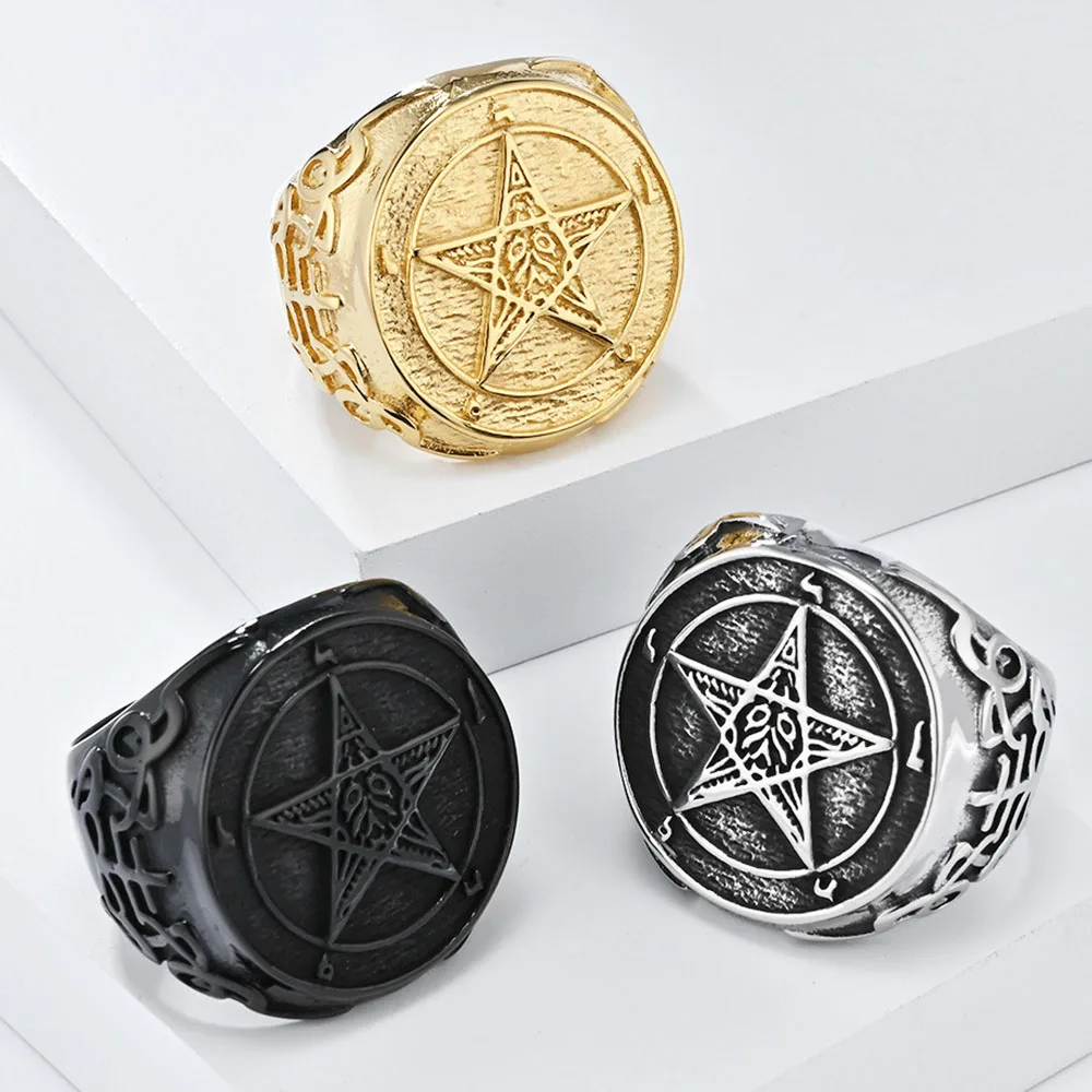 Винтажное кольцо из титановой стали с изображением опавшего ангела Люцифера