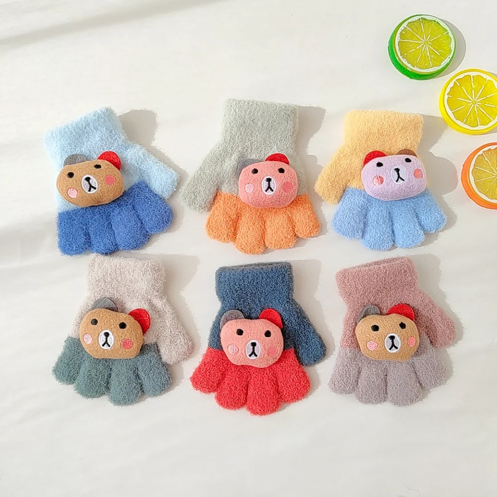 

1-3Y Cartoon Baby Gloves Winter Warm Kids Gloves Girls Boys Knitted Mittens Toddlers Outdoor Gloves Winter Accessories for Kids