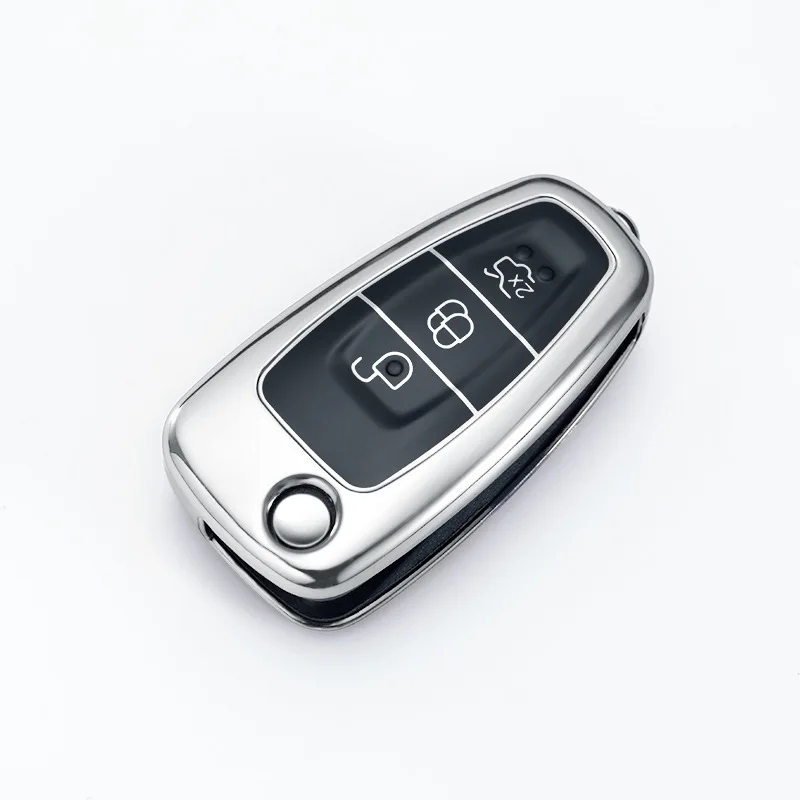 

Car Folding Key Case Cover Bag Keychain for Ford Focus C-Max S-Max Galaxy Mondeo Ranger Transit Tourneo Custom TPU Protector