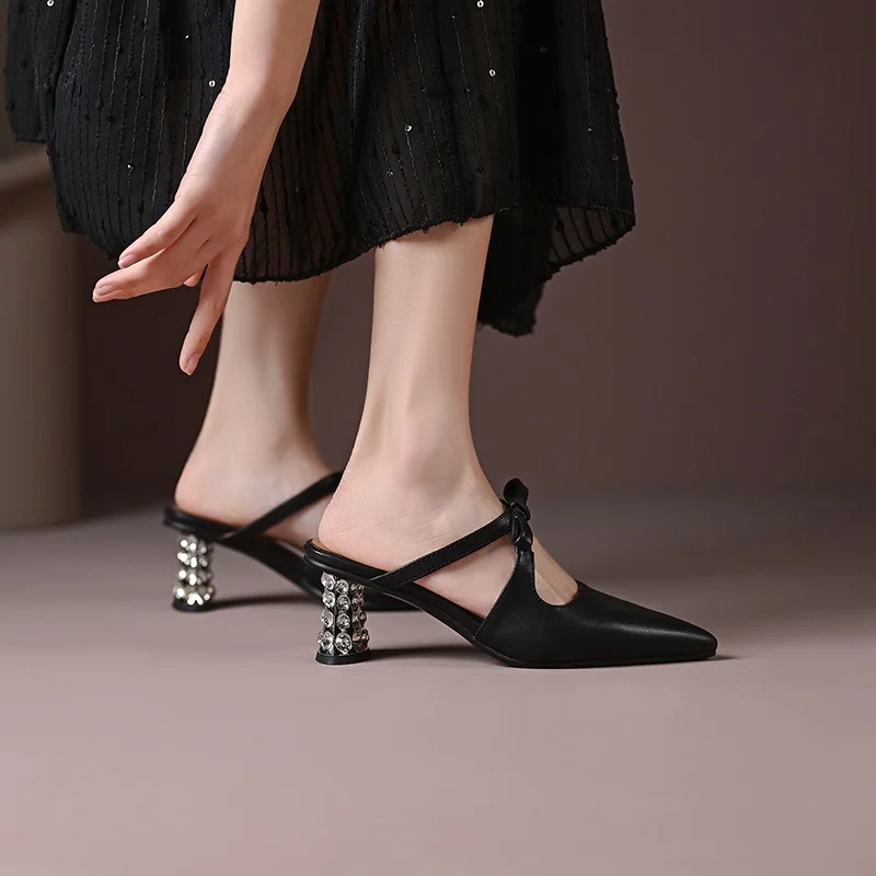 high heels leather shoes slingbacks sexy pumps square toe women pumps party dress shoes spring summer footwear sandals slippers