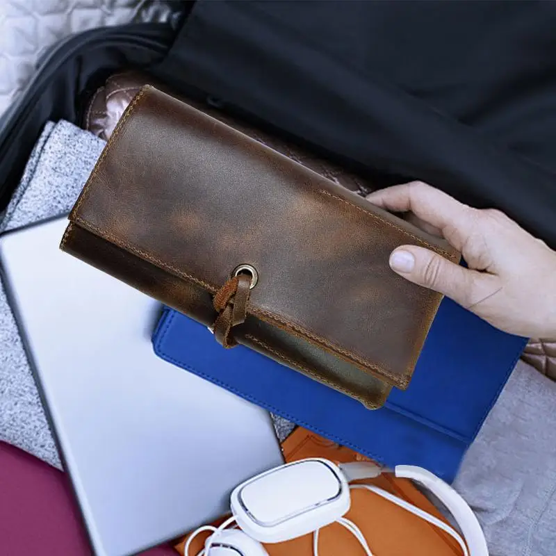 

Кожаная дорожная сумка для хранения ювелирных изделий ручной работы