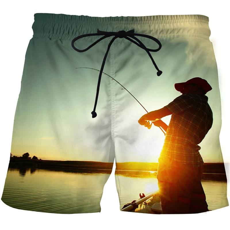 New European And American Men's Beach Pants 3D Printed Fishing Fashion Harajuku Leisure Sports Swimming Shorts