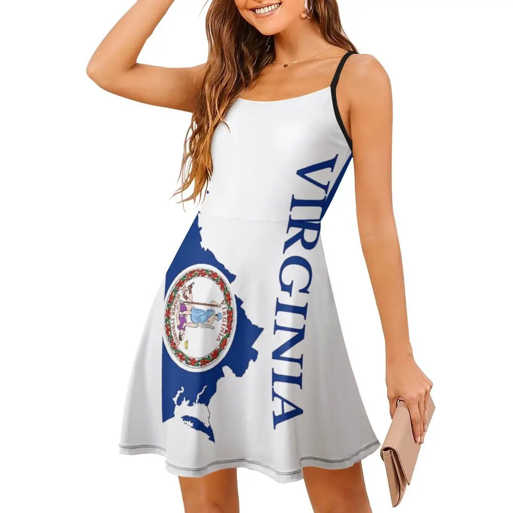 Женское платье на бретельках с принтом флага Вирджинии