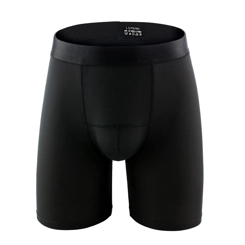 

Сексуальное нижнее белье для мужчин, крутые ледяные Шелковые Мужские дышащие трусы с карманом и длинными штанинами, мужское нижнее белье