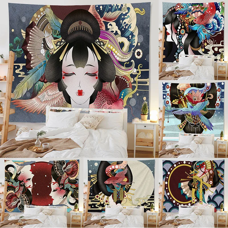 

Tapestry Wall Decor Ukiyo-e Waves Living Room Background Japanese Style Bedroom Decoration Hanging Cloth
