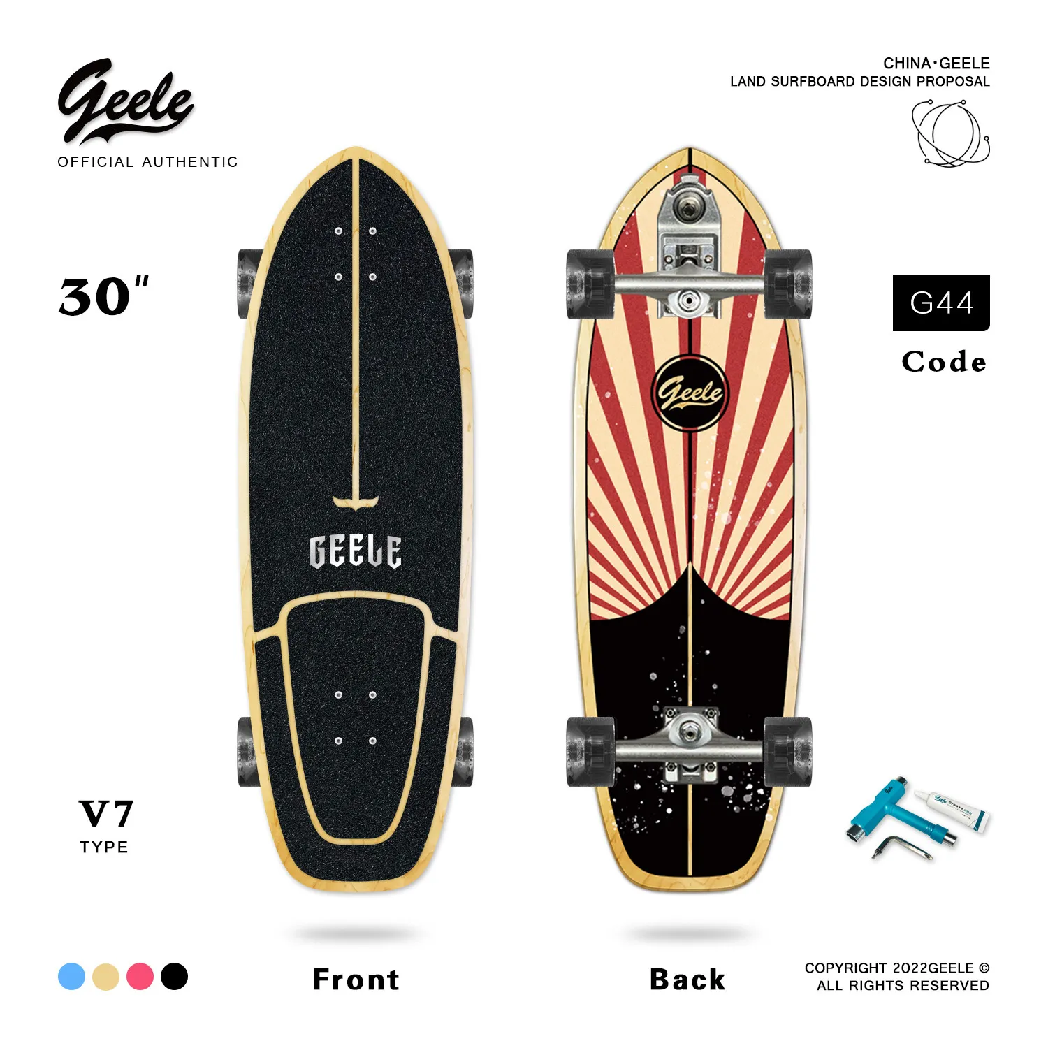 Серфскейт Land Surf Carver Yow V7 Waterbridge профессиональный для взрослых, для тренировок по сноуборду и серфингу (art.: 3920dadfafe21) - 3920dadfafe21