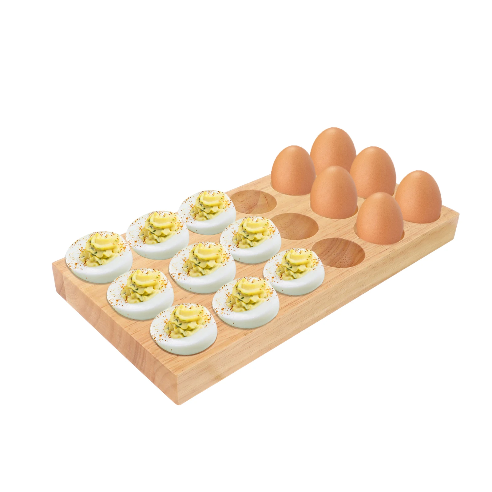 

18 Holes Reversible Wood Deviled Egg Platter and Charcuterie Board Wood Cutting Board Rustic Deviled Egg Tray Wood Egg Holder