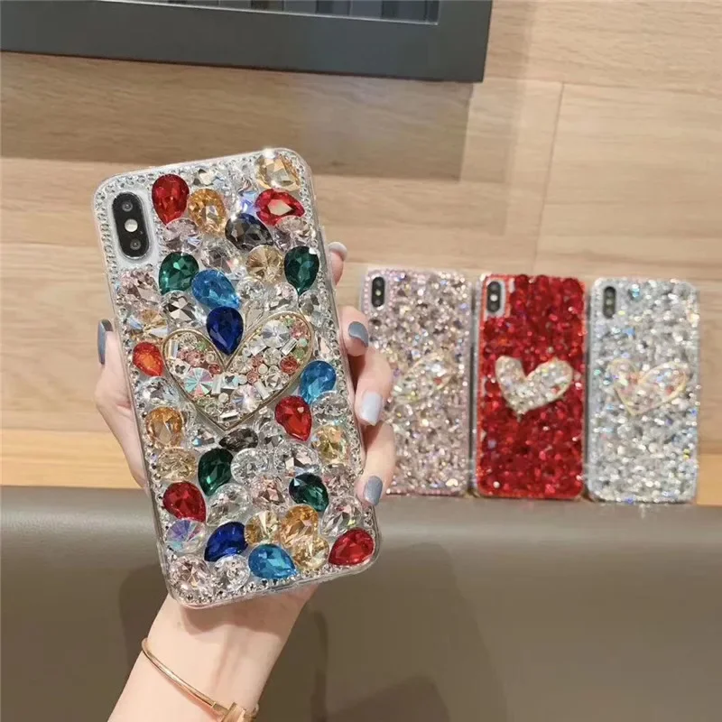 Чехлы для телефонов со стразами Iphone 15 Pro 14 13 12 11Pro Max XS XR X Funda Clear Diamond Phone Back Coque 6 7 8 Plus
